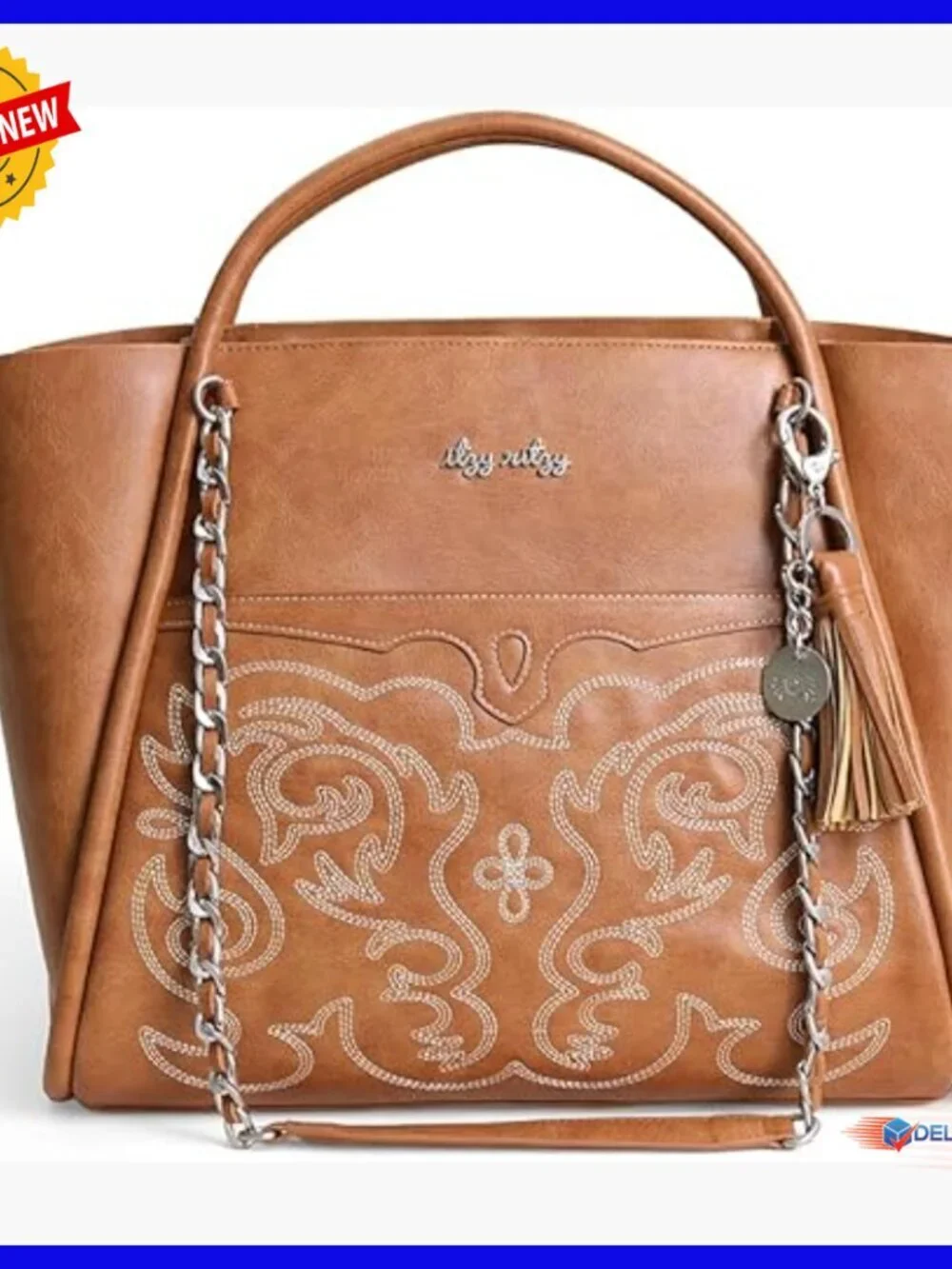 Large Vegan Leather Diaper Tote with Stroller Straps & Changing Pad